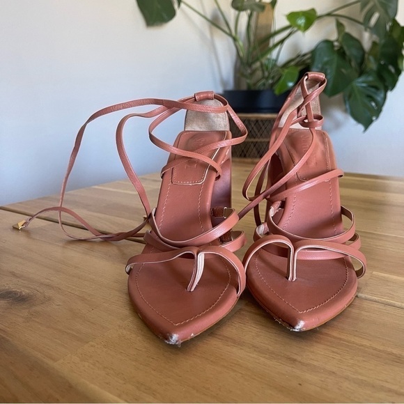 Schutz Leaf Strappy Lace-Up Heels Sandal Women's 6.5 Caramelo - Picture 6 of 8